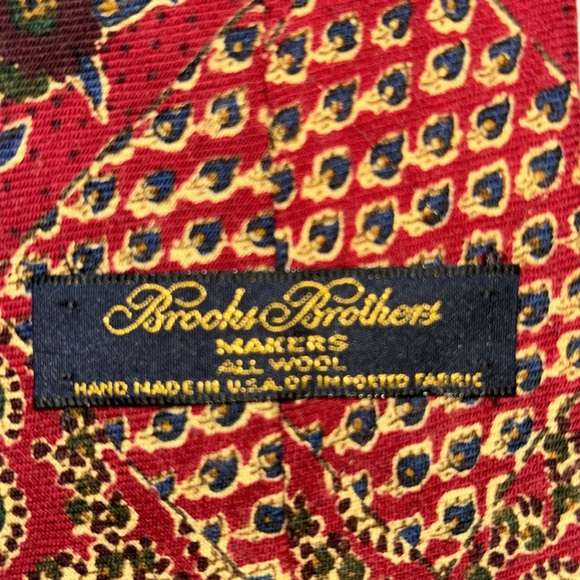 Brooks Brothers men’s red green paisley floral pattern 100% wool neck tie - Picture 3 of 5